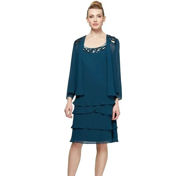 sl fashions jacket dress SL Fashions Chiffon Tier Jacket Dress main image 0